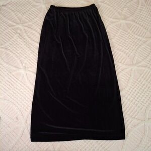 Vintage Clio Women's Size Medium Black Velvet Maxi‎ Skirt Elastic Waist Stretch